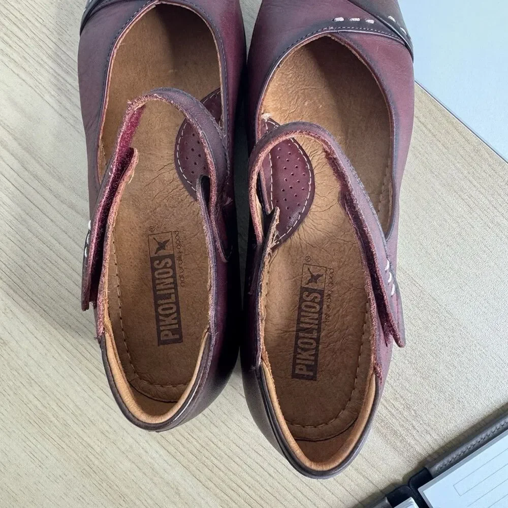 PIKOLINOS Shoes Mary Jane Pumps Gandia Arcilla Burgundy Leather Women's 36 / 6